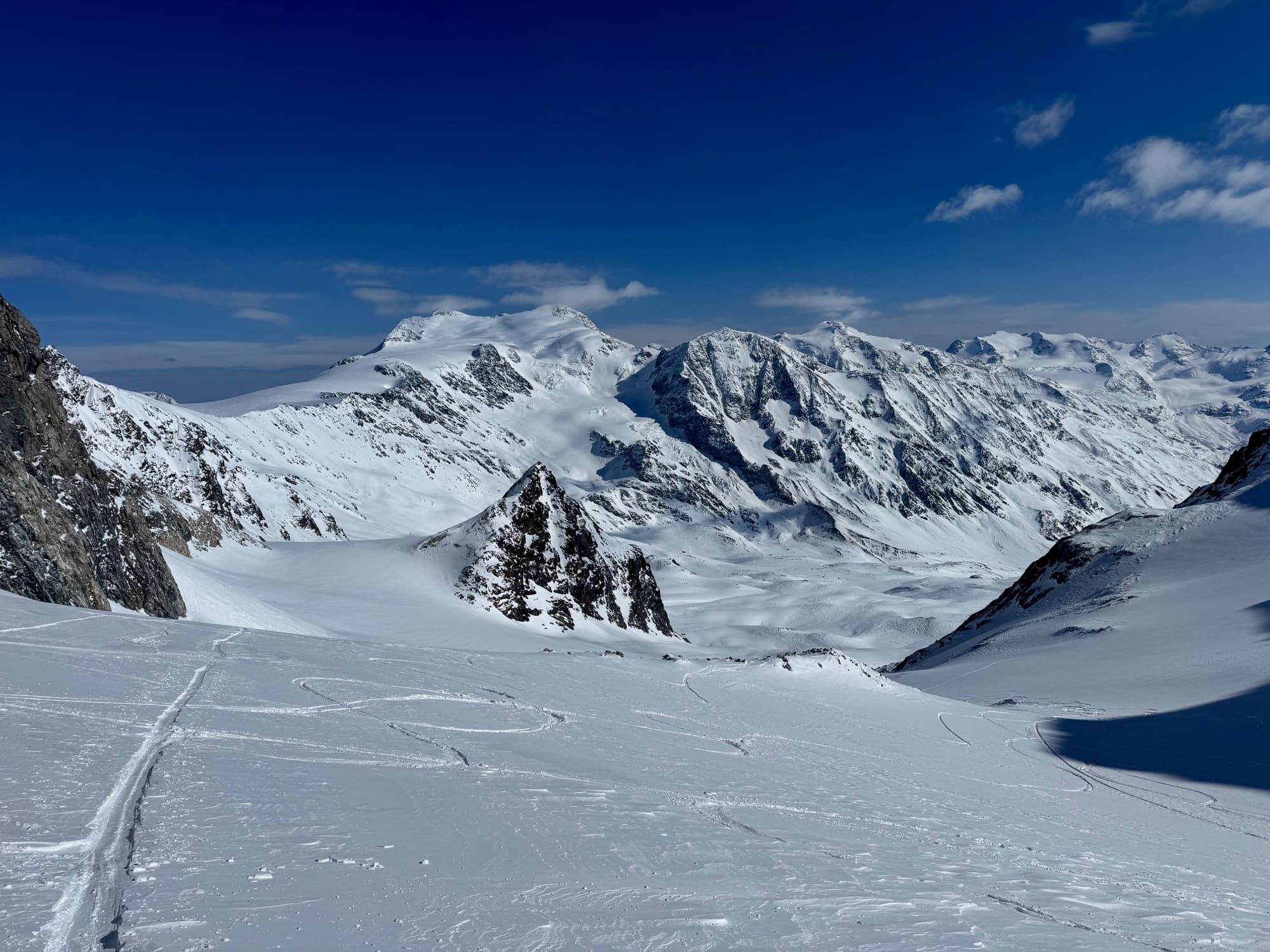 Snowfield bathed in midnight sun light
